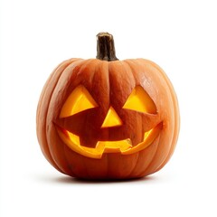 Pumpkin with Classic Jack-o'-lantern Face and Bright Inner Light for Halloween Decor