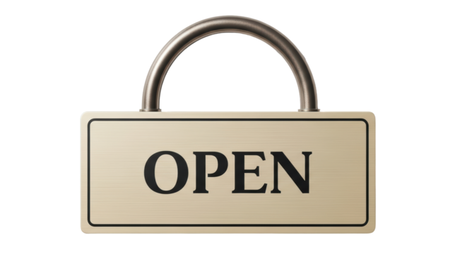 Isolated sign announcing that a retail business is open and ready for commercial activity