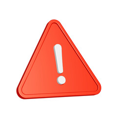 赤い三角形の注意マークの3Dアイコン
