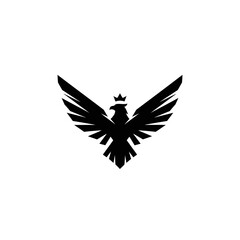 Majestic Black Eagle with Crown Logo Design