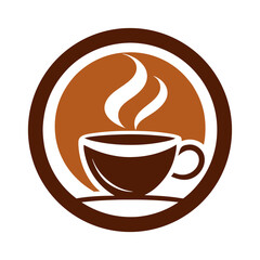 coffee shop logo with cup and steam icon vector art