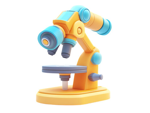 Brightly colored toy microscope for children isolated on transparent background