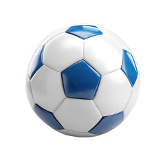 Round soccer ball, white with blue panels