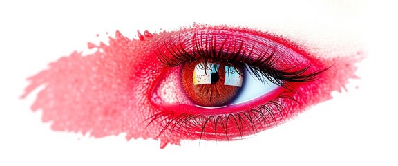Smudged vibrant eye shadow isolated on a white background