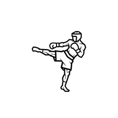Stylized Kickboxer in Action with Protective Gear