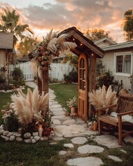 Stunning wedding gate setup in rustic theme high resolution picture