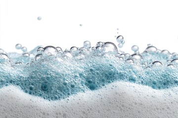 Close-up of light blue soapy suds
