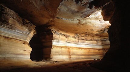Glowing sedimentary rock layers pulsing with ancient energy, revealing Earth's geological history.