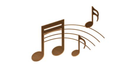 Isolated musical notes on staves depicting song, melody, harmony or musical notation