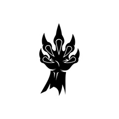 Stylized Black Claw with Sharp Points and Decorative Outlines Design