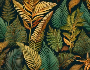 prehistoric plants pattern with fern