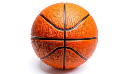 A classic orange basketball with black lines isolated on a white background.
