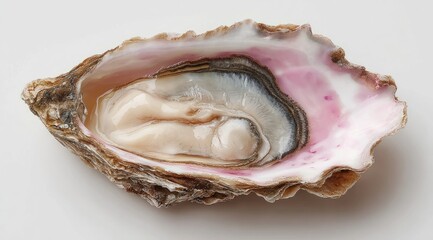 Fresh oyster shell, open, displaying pearly interior