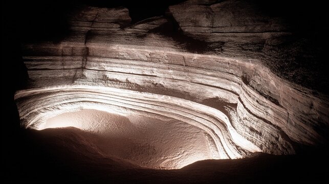 Glowing sedimentary rock layers pulsing with ancient energy, revealing Earth's geological history.