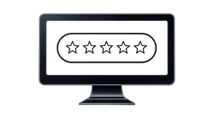 Isolated five star rating review on monitor for customer feedback and experience concept