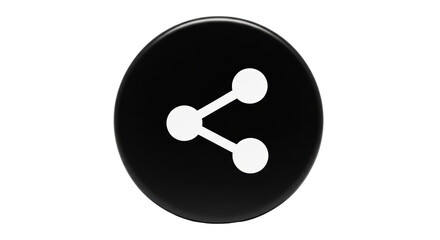 Isolated black glossy button with white share symbol for digital marketing or social media