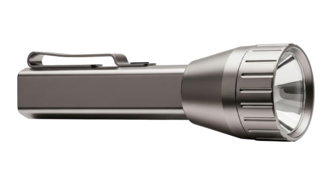 Isolated metal flashlight for night use in camping or emergencies, reliable device