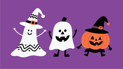 simple and minimalist illustrations of Scandinavian-inspired halloween. pumpkin. october.