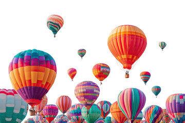 Obraz premium Colorful hot air balloons against a black background. A vibrant display