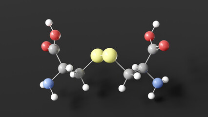 Fototapeta premium cystine molecule 3d, molecular structure, ball and stick model, structural chemical formula e920