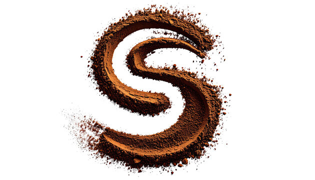 A swirling letter S formed from coffee grounds