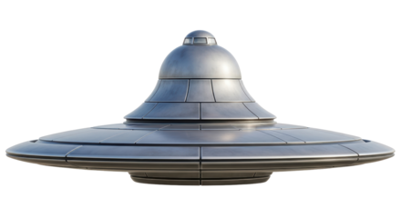 Isolated metallic flying saucer, sci-fi spaceship concept, extraterrestrial visitors