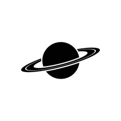 Black and White Planet with Rings Illustration