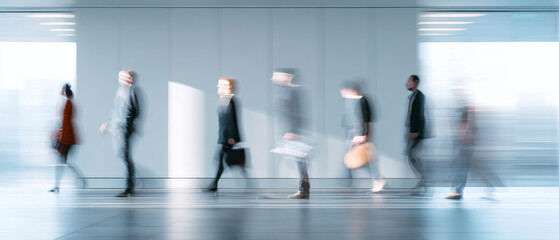 Dynamische Bewegungsunsch&auml;rfe von Menschen im B&uuml;roflur &ndash; modernes Business