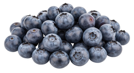 Isolated pile of fresh blueberries, close-up shot, sweet and juicy raw fruit, summer delight