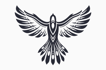 Stylized bold bird emblem showcases spread wings in tribal tattoo design