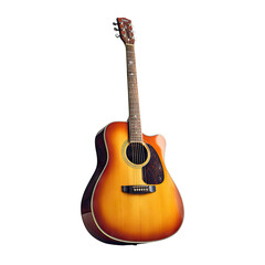 Fototapeta premium Full shot of an acoustic guitar, warm orange/brown sunburst finish