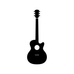Fototapeta premium Black Silhouette of an Acoustic Guitar