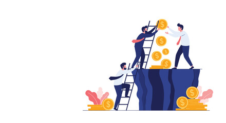 Teamwork leads to financial success on a mountain climb.