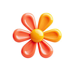 Vibrant, 3D stylized flower with orange and yellow petals