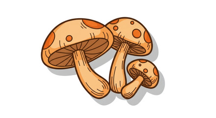 Isolated Cartoon Mushrooms Group