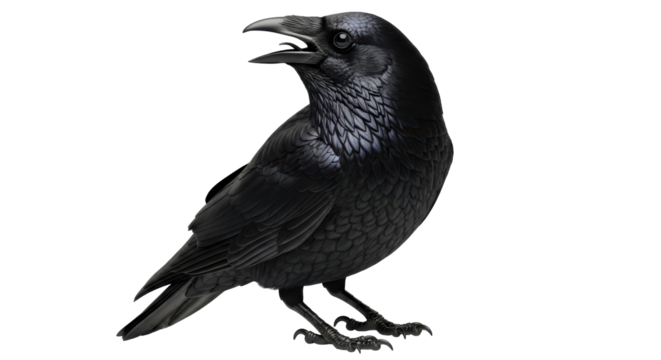 Isolated Raven crow standing