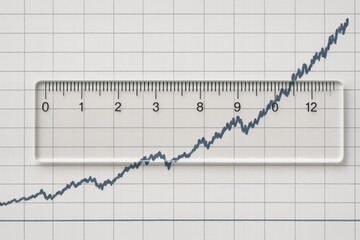 A clear graph displaying an upward trend, with a ruler overlay for measurement, emphasizing growth or progress.