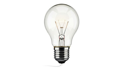 Isolated clear light bulb incandescent with visible filament energy saving concept symbol