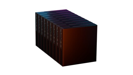 Obraz premium Orange glowing server stack isolated on white background