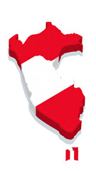 Fototapeta premium Stylized 3D map of Peru with flag colors