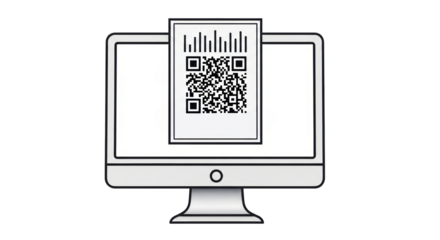 Isolated device screen display with modern business presentation of scannable QR code