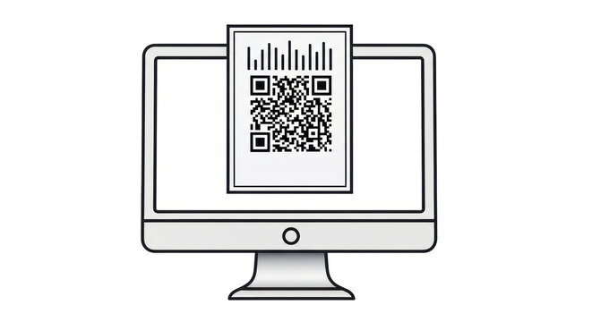 Isolated device screen display with modern business presentation of scannable QR code