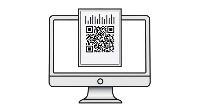 Isolated device screen display with modern business presentation of scannable QR code