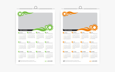 2026 One page wall calendar design template, modern 12 month one page calendar