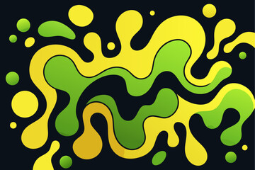 Dynamic vector background with fluid shapes in green and yellow tones