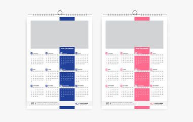 2026 One page wall calendar design template, modern 12 month one page calendar