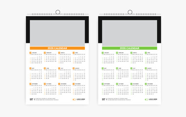 2026 One page wall calendar design template, modern 12 month one page calendar