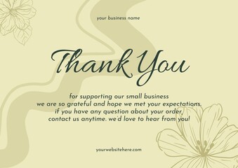 Greeting card template design, thank you card with floral background, thank you card. Part 097 160925