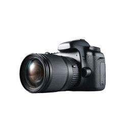 Fototapeta premium Black DSLR camera with large lens (1)