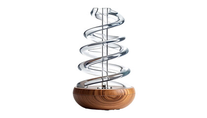 Modern, glass spiral diffuser on wooden base